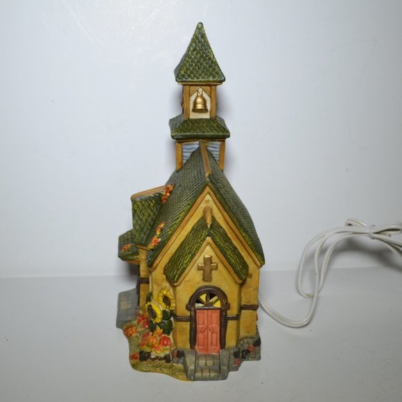 Harvest Hand Painted Porcelain Lighted Church Fall Decor - Picture 6 of 7